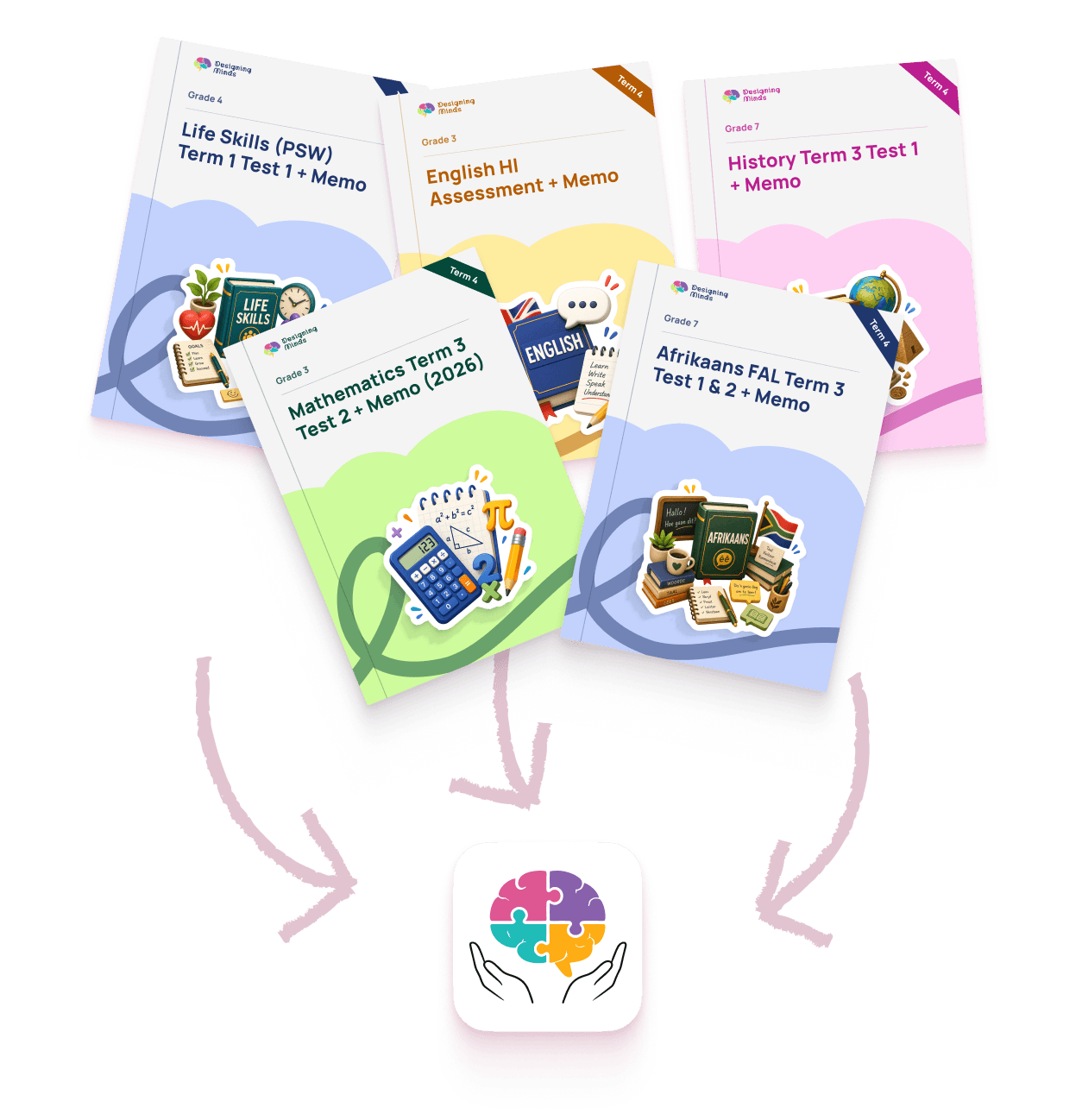 A selection of Designing Minds assessment covers