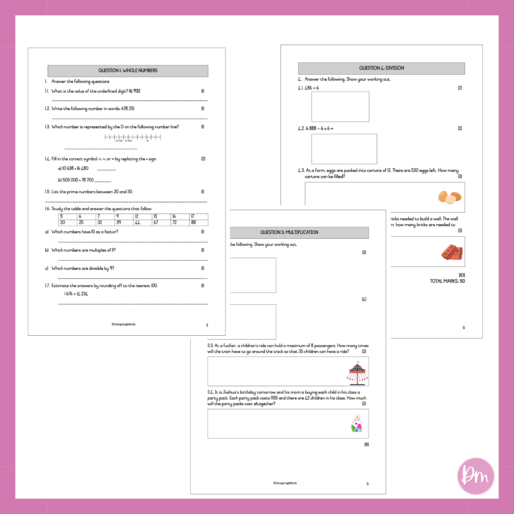 Grade 6 Mathematics Term 1 Test – Designing Minds
